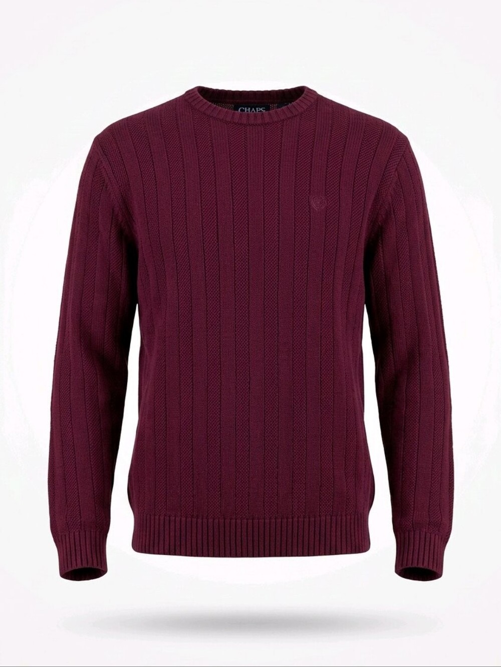Chaps Burgundy Crewneck Sweater with Long Sleeves